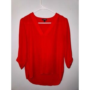 Express Women's Red V-Neck Top‎ XS